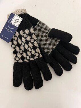 Warm Knit Gloves Spandex Connex Gear Fleece Lined Adult Black Beige One Size NEW